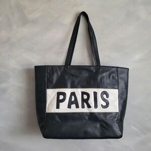 Paris New York Vegan Leather Tote Shopper Shoulder Bag 19.5 x 14